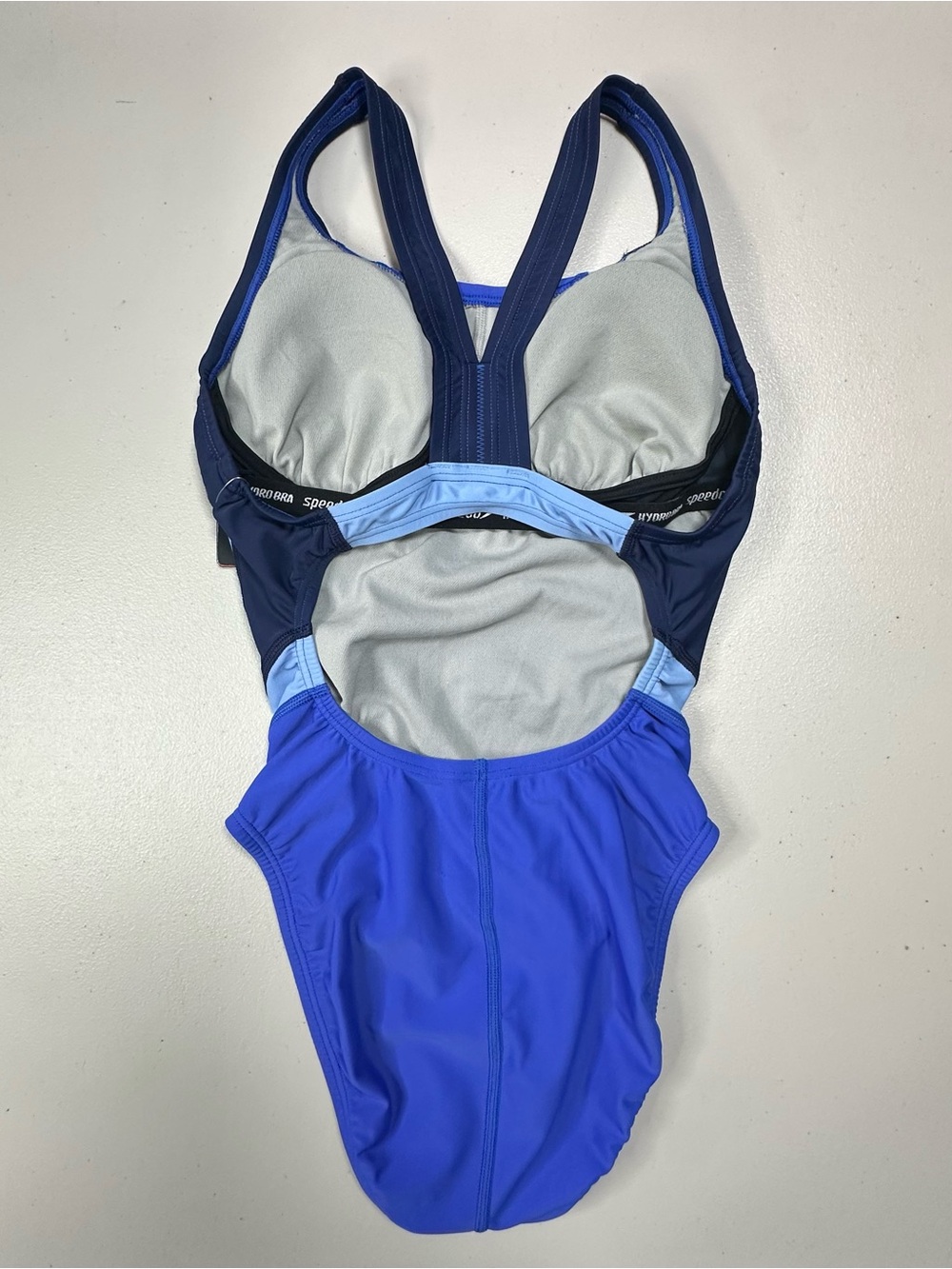 Speedo Women’s One-Piece Swimsuit Size 6 Blue Colorblock Hydro Bra Athletic Swim - Picture 2 of 8
